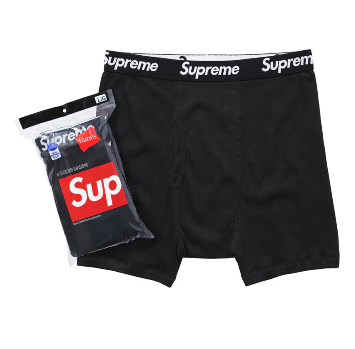 Supreme / Hanes Boxer Briefs (4 Pack Black)